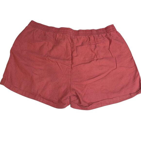 Old Navy Plus Size Shorts Pull on Elastic tie waist Salmon Color XXL Linen Rayon - Picture 2 of 9